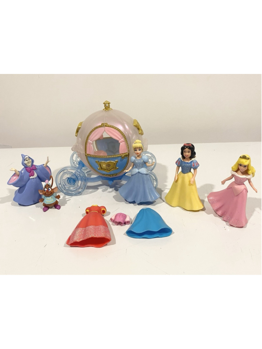 Disney Princess Cinderella Carriage Aurora Snow White Fairy Godmother Figures